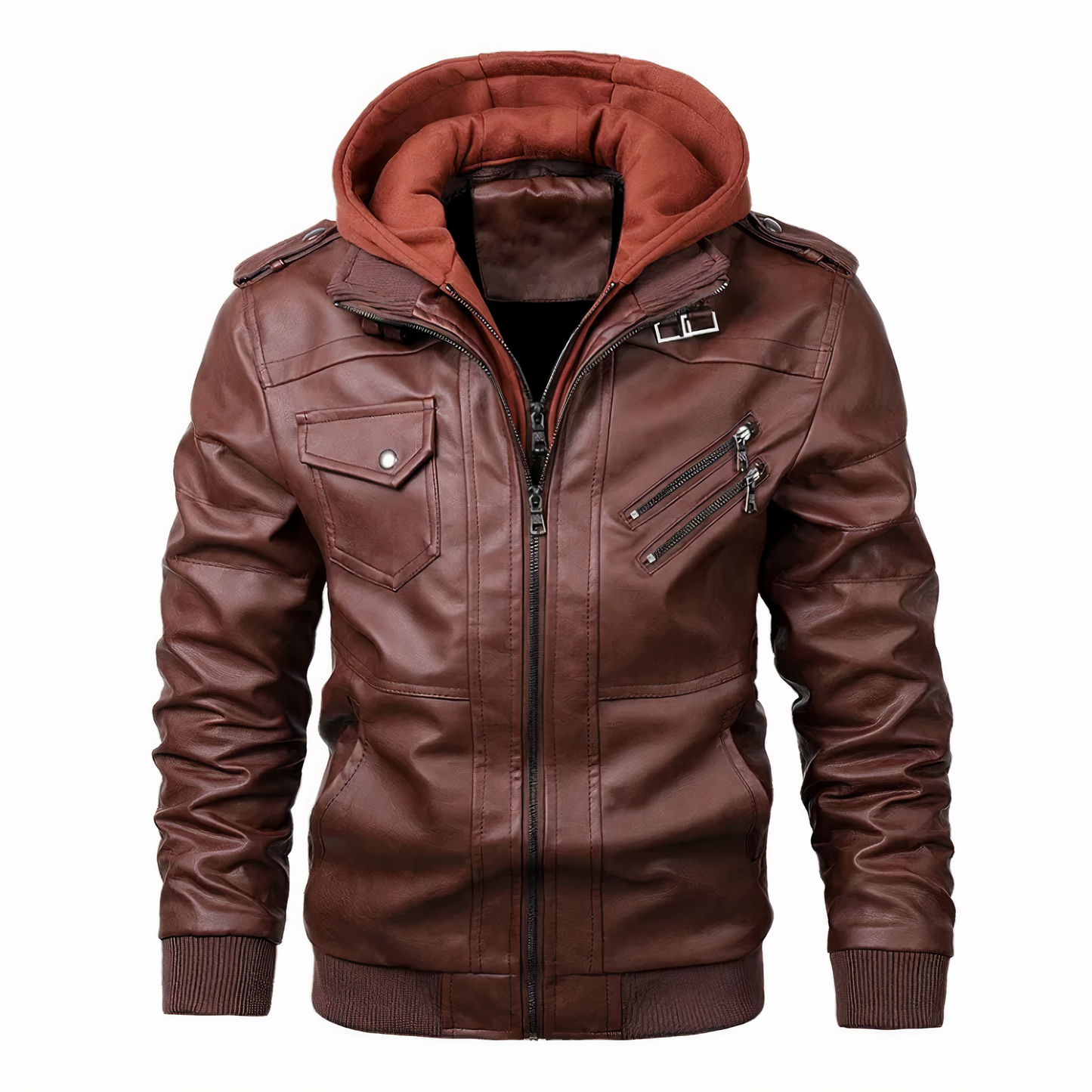 Krohn-e | Stilvolles Lederjacke mit Kapuze