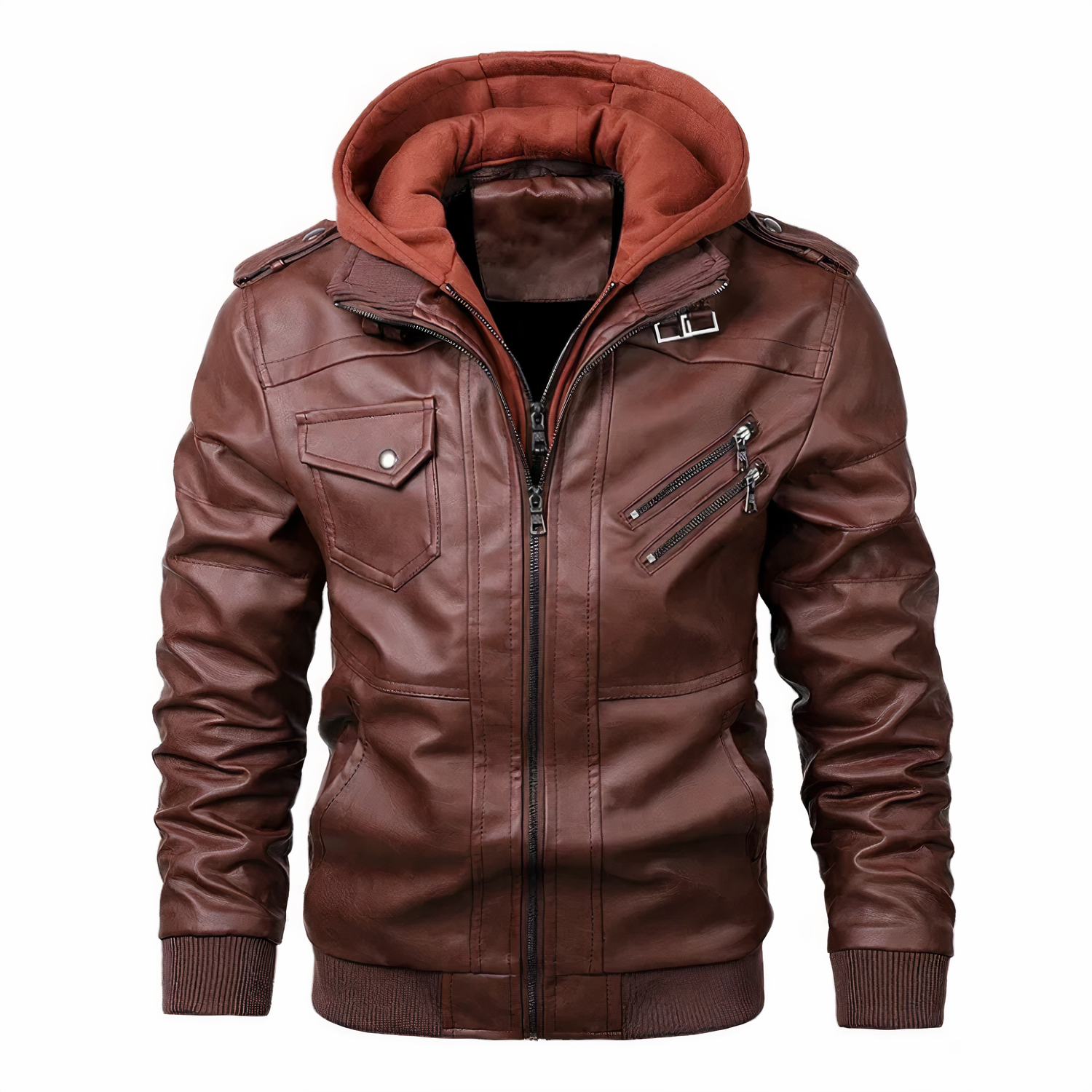 Krohn-e | Stilvolles Lederjacke mit Kapuze