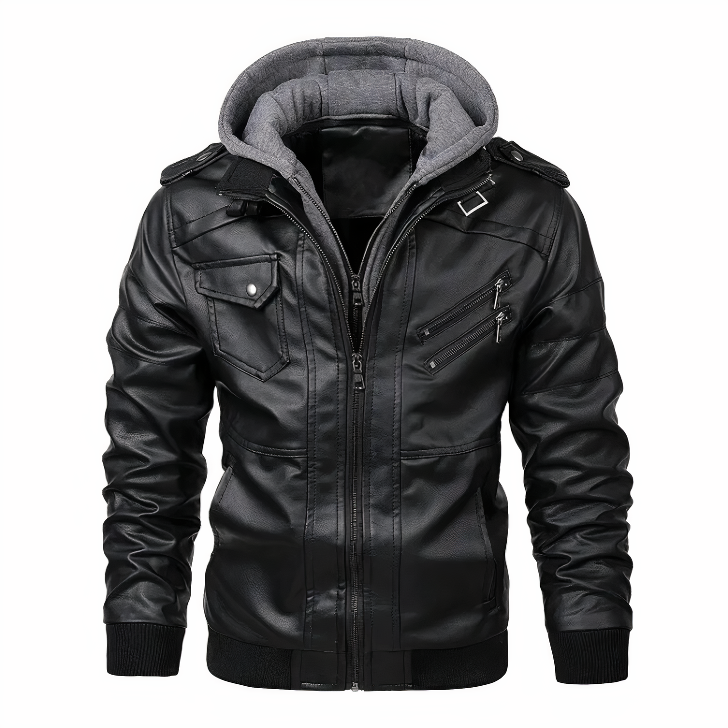 Krohn-e | Stilvolles Lederjacke mit Kapuze