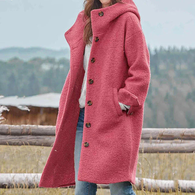 Krohn-e | Langmantel mit Knopfverschluss für Damen - Herbst