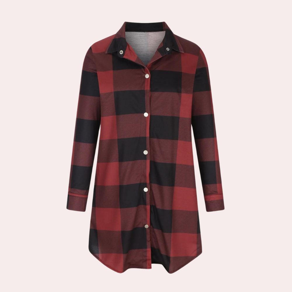 Krohn-e | Kariertes Herbstjacke in Midilänge für Damen