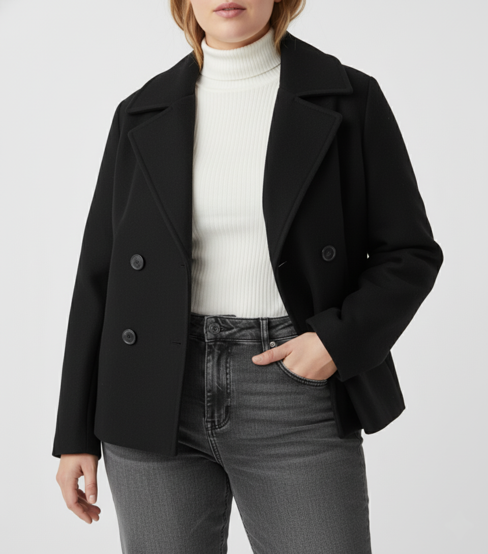 Krohn-e | Kurzer Woll-Look Peacoat für Damen – Große Größen
