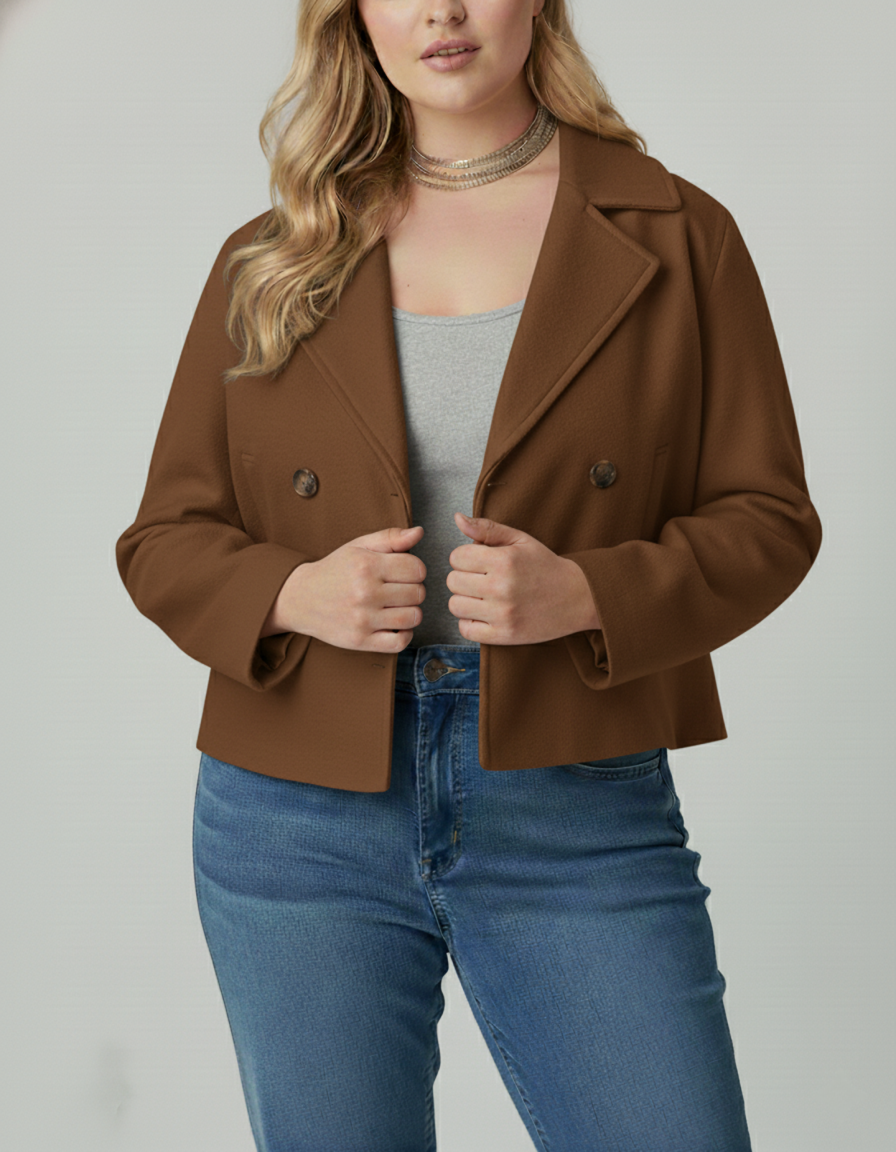 Krohn-e | Kurzer Woll-Look Peacoat für Damen – Große Größen