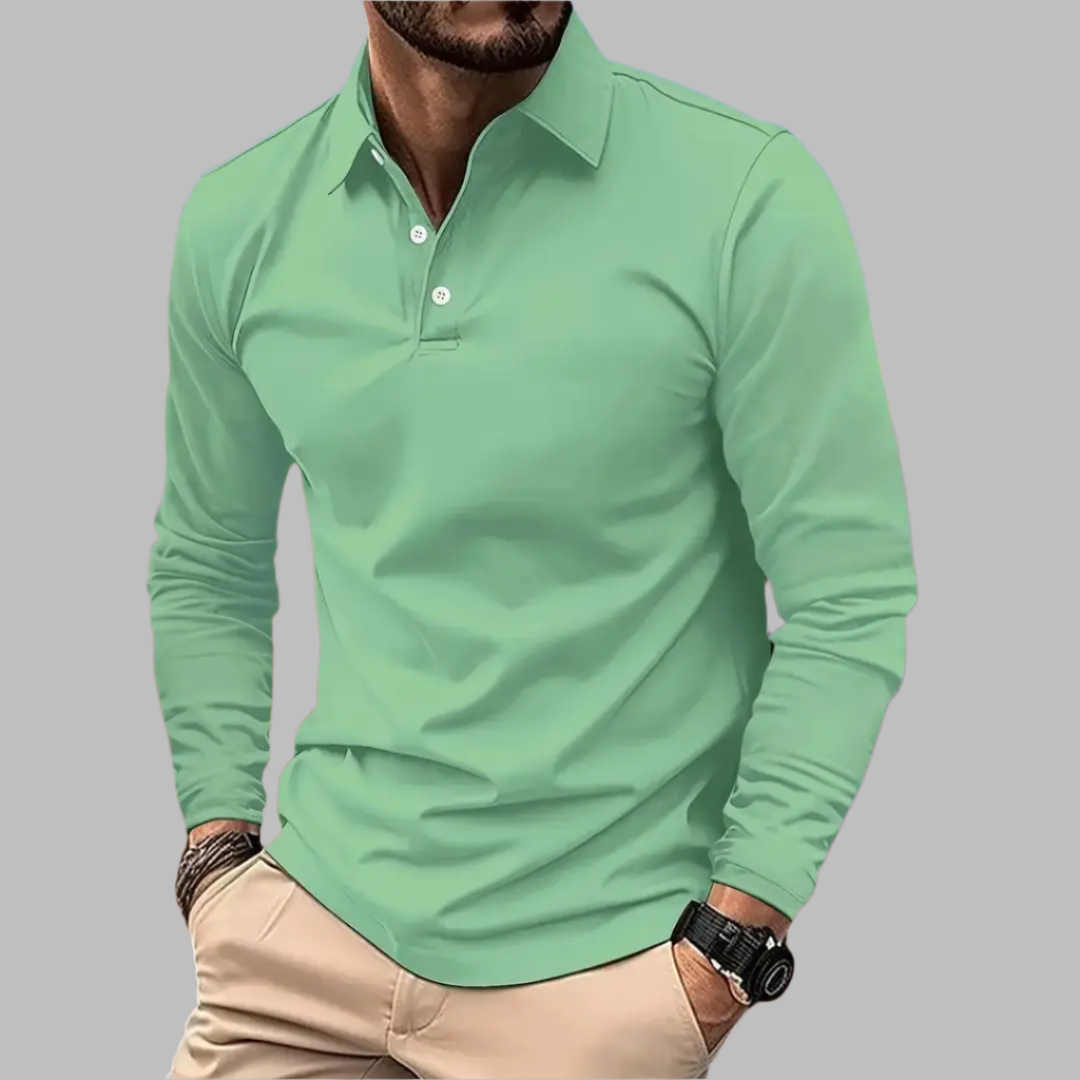 Marco | Herren Langarm Poloshirt einfarbig casual