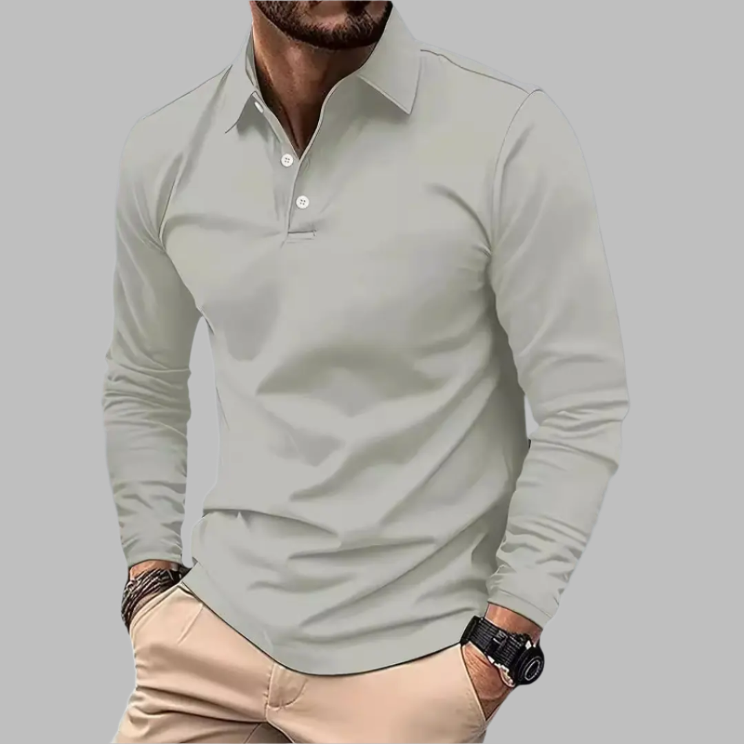 Marco | Herren Langarm Poloshirt einfarbig casual