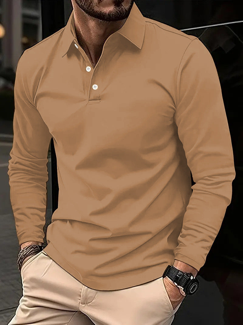 Marco | Herren Langarm Poloshirt einfarbig casual