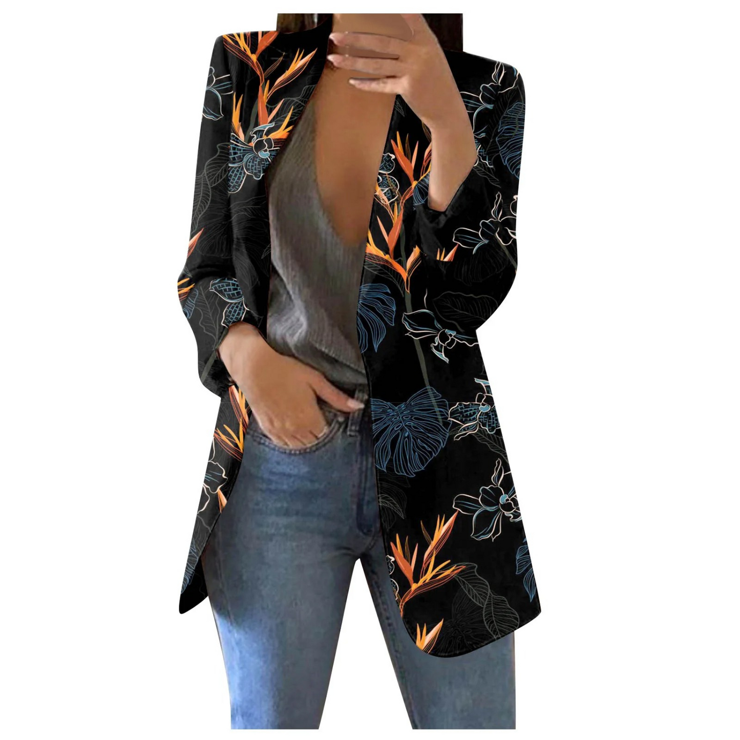 Krohn-e | Bedruckte Damen-Cropped-Blazer