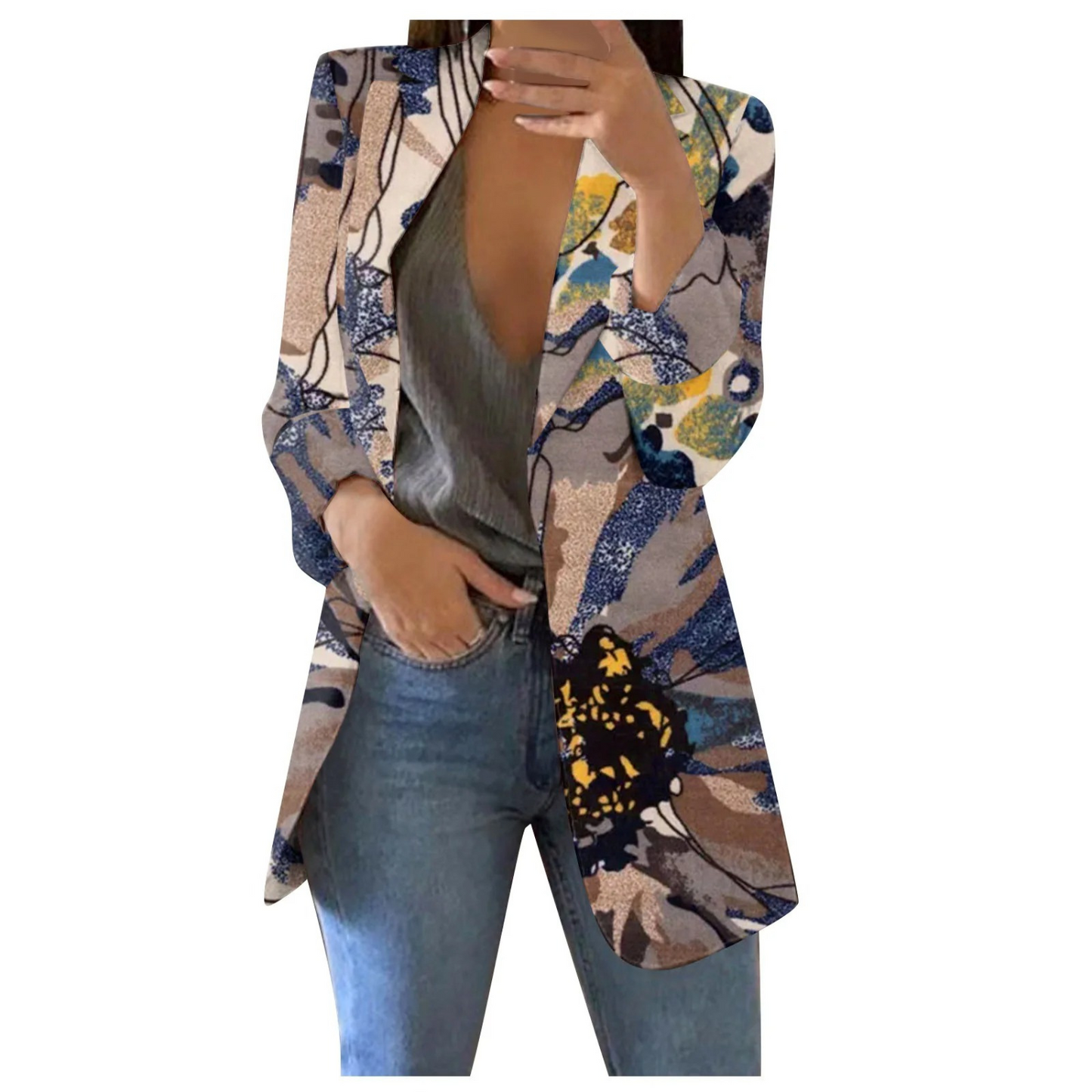 Krohn-e | Bedruckte Damen-Cropped-Blazer