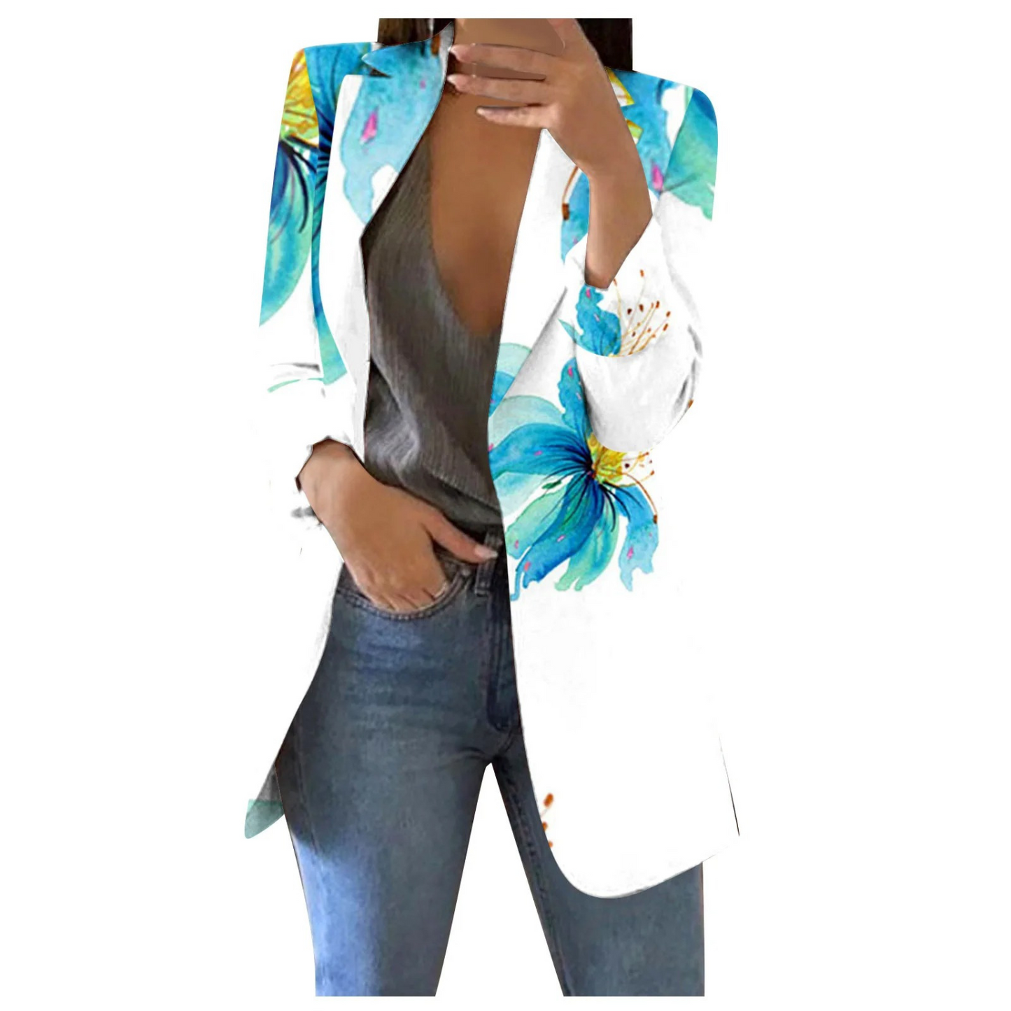 Krohn-e | Bedruckte Damen-Cropped-Blazer