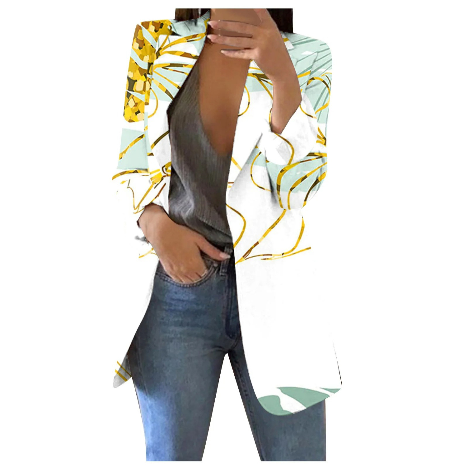 Krohn-e | Bedruckte Damen-Cropped-Blazer