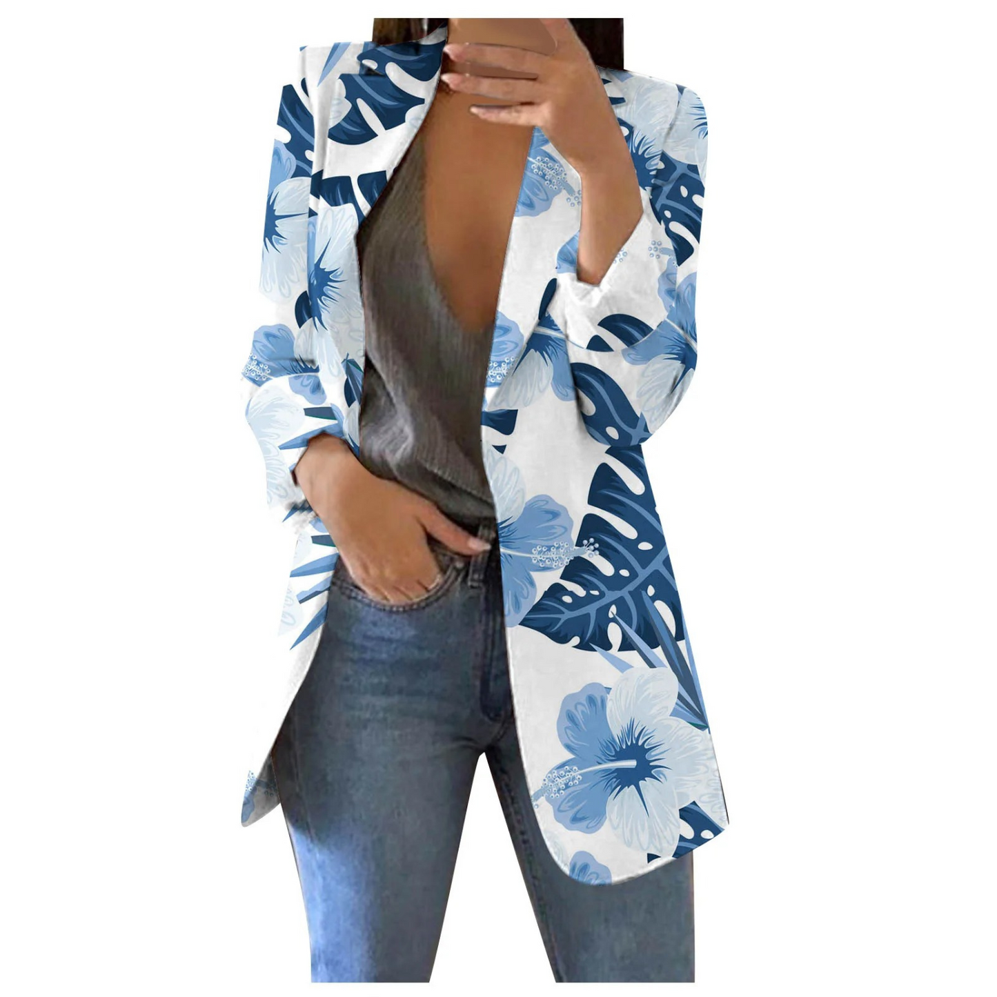 Krohn-e | Bedruckte Damen-Cropped-Blazer