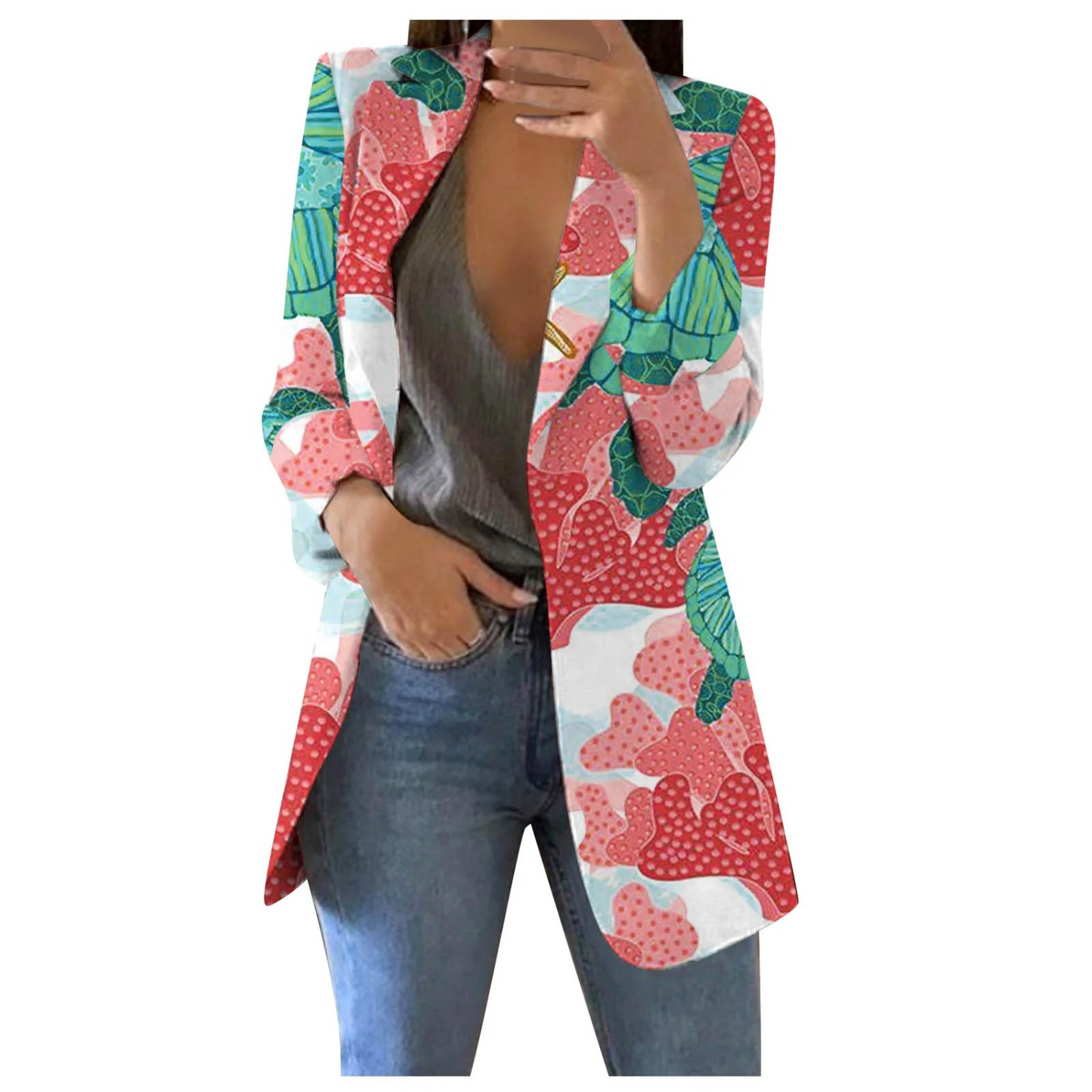 Krohn-e | Bedruckte Damen-Cropped-Blazer