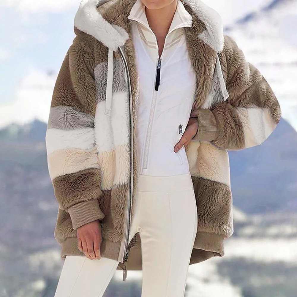 Krohn-e | Damen Eleganter Kontrast Stepp Wintermantel