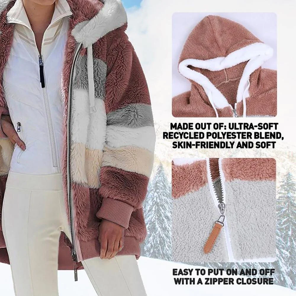 Krohn-e | Damen Eleganter Kontrast Stepp Wintermantel