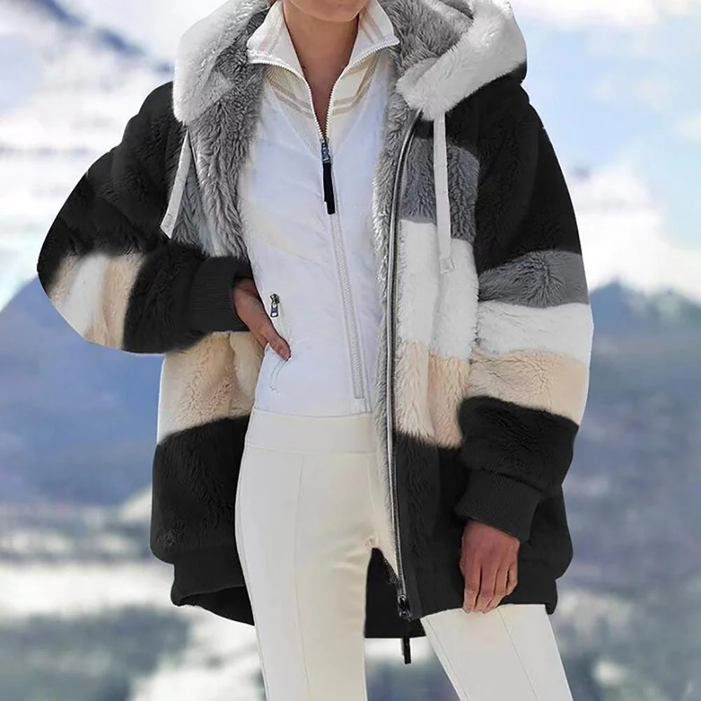 Krohn-e | Damen Eleganter Kontrast Stepp Wintermantel