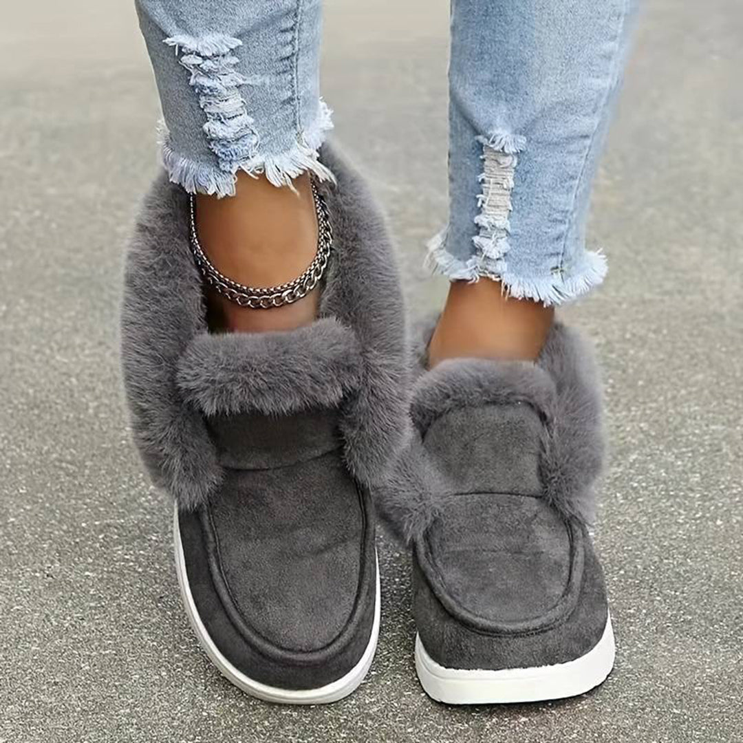 Krohn-e | Winter Flach Schuh Dick-Sohlige Samt Slipper Schnee Stiefel