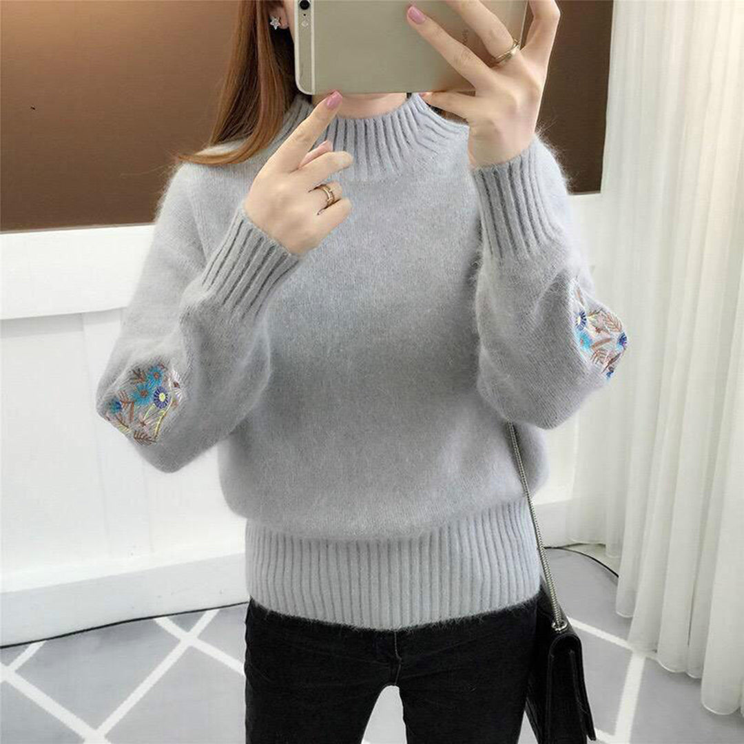 Krohn-e | Strickpullover mit floraler Stickerei