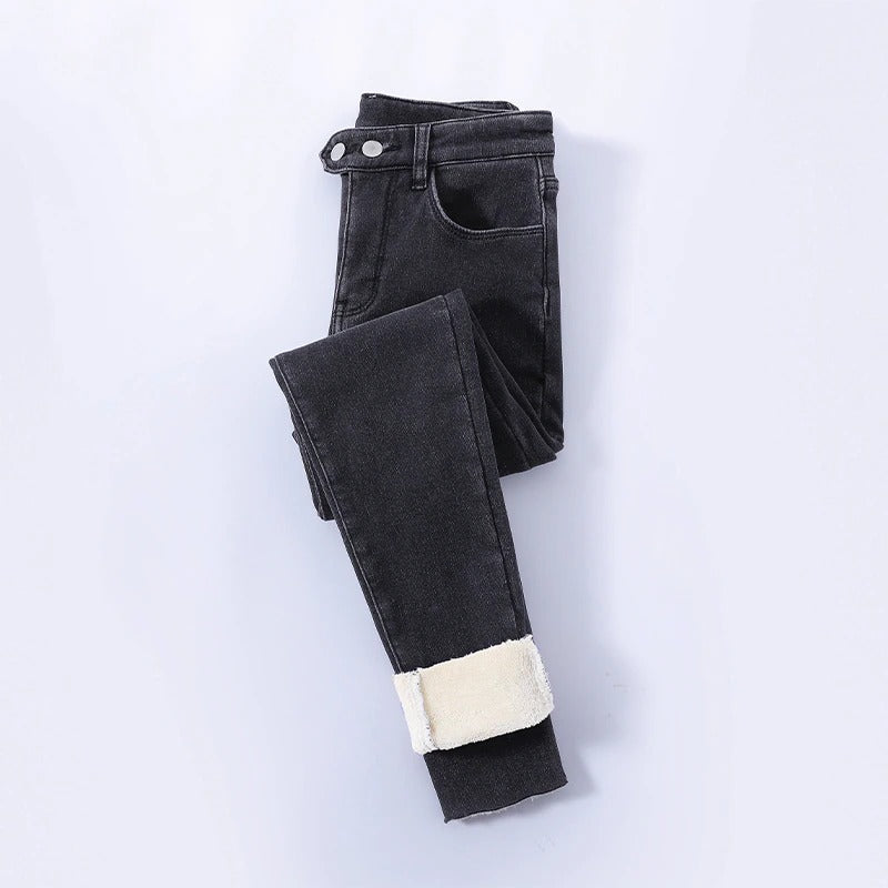 Hochwertige Damen Winterjeans mit hohem Bund und Futter