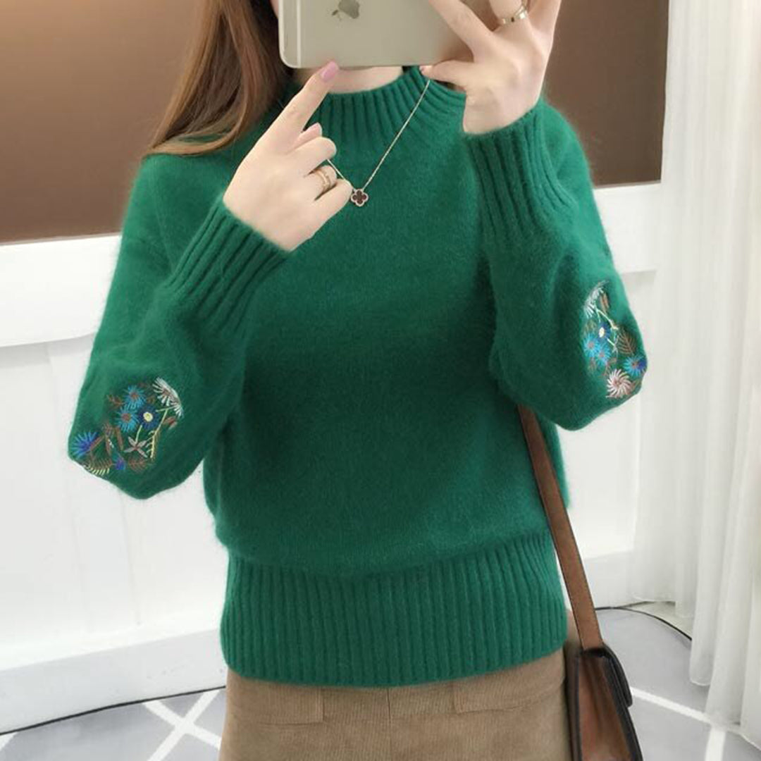 Krohn-e | Strickpullover mit floraler Stickerei