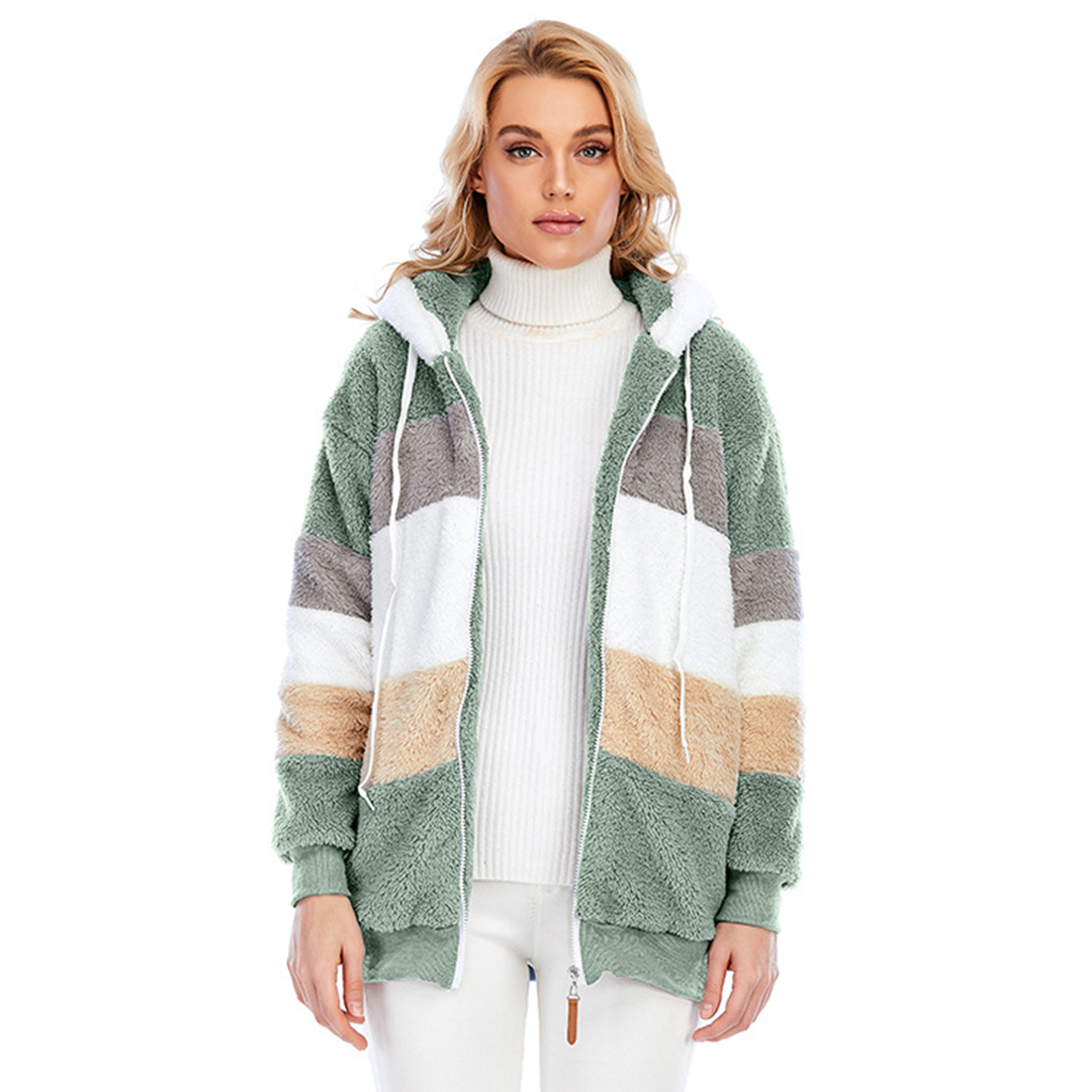 Krohn-e | Farbblock Fuzzy Jacke Für Damen