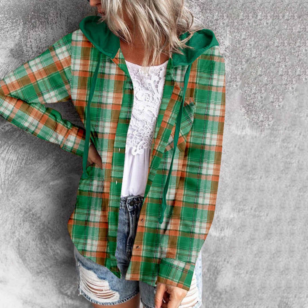 Krohn-e | Karierte Hemd mit Kapuze und Knöpfen Baumwolle/polyester Lässig und Trendy