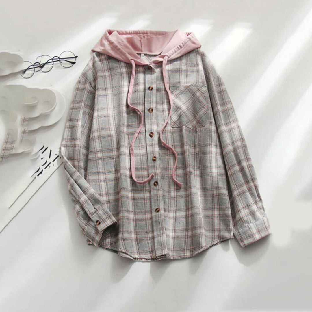 Krohn-e | Karierte Hemd mit Kapuze und Knöpfen Baumwolle/polyester Lässig und Trendy