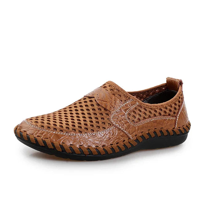 Casual Mesh Leather Loafers, on Trend