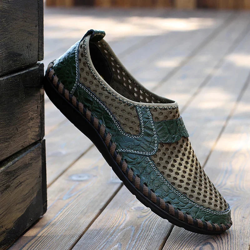 Casual Mesh Leather Loafers, on Trend
