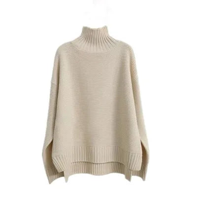 Krohn-e | Oversized Rollkragenpullover Gestricktes Polyester Komfort und Eleganz