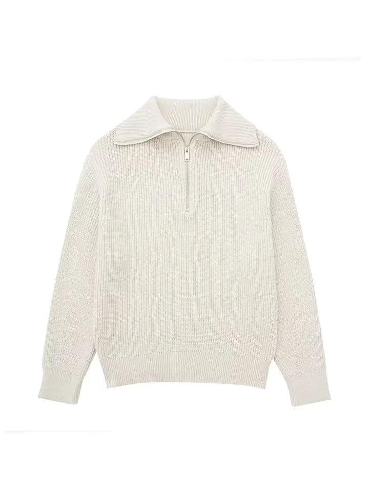 Krohn-e | Retro Halbzip Gestreifter Pullover