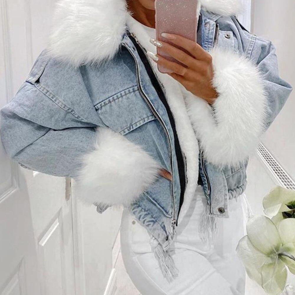 Krohn-e | MODACHIC Jeansjacke mit Pelzbesatz
