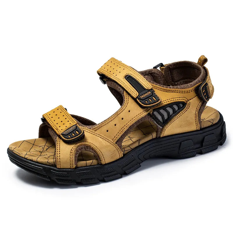 Herren-Ledersandalen mit verstellbarem Riemen für draußen