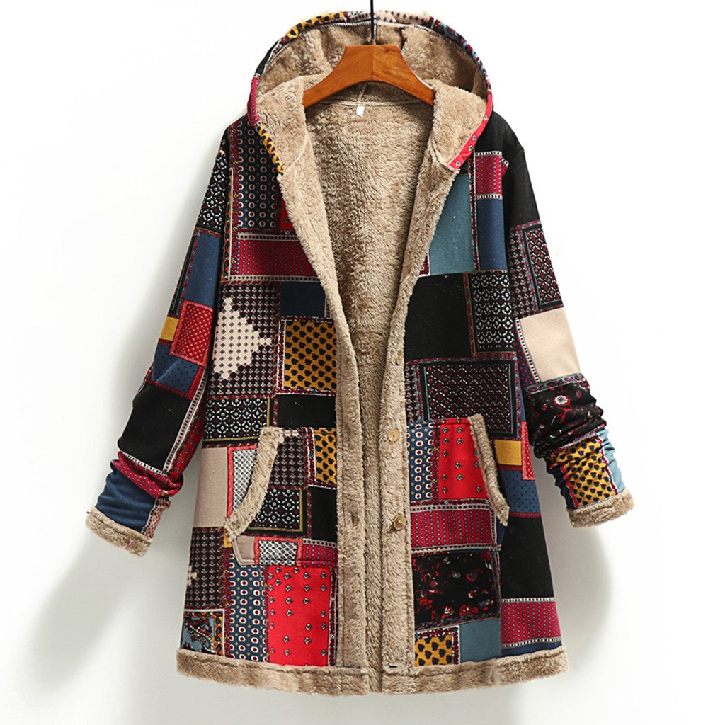Krohn-e | Dicker Fleece Kapuzenlongcoat