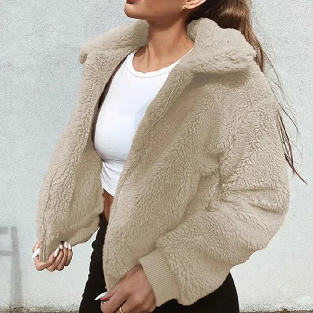 Krohn-e | Teddy Mantel - Oversized Fit - Weiches Fleece - Reißverschluss - Lässiger Look