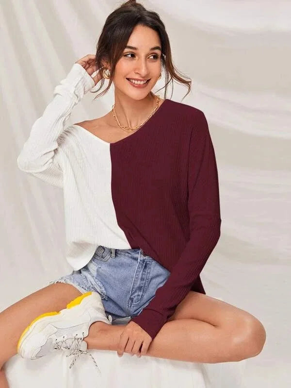 Callie Pullover: Contrast Color Design