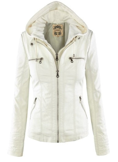 Krohn-e | Lederjacke mit Kapuze für Damen