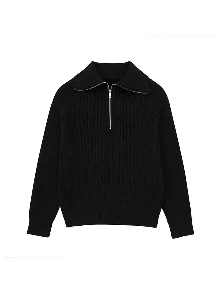 Krohn-e | Retro Halbzip Gestreifter Pullover