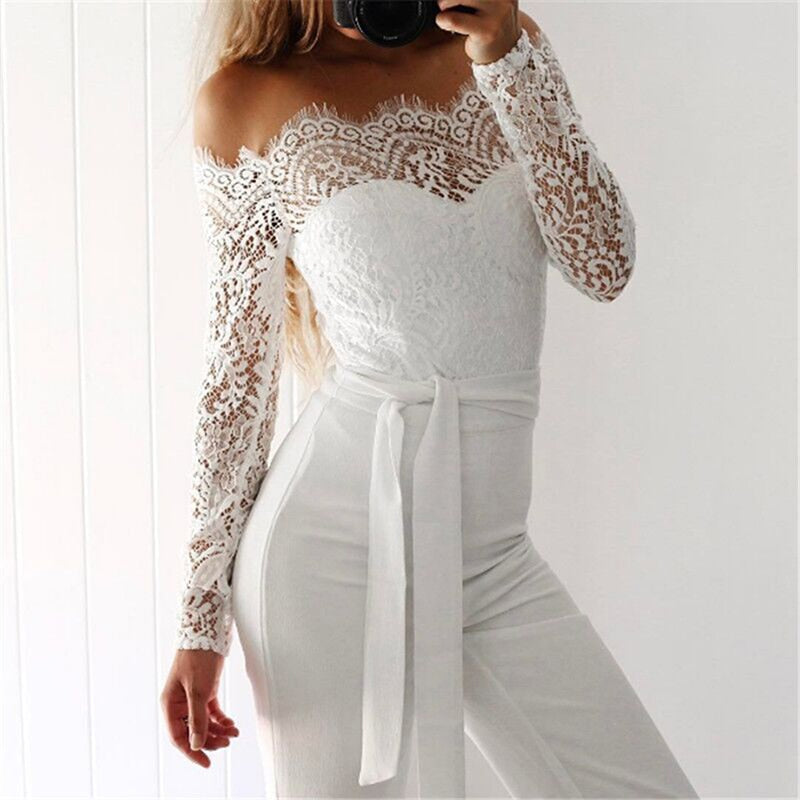 Spitzen-Jumpsuit mit langen Ärmeln - Ceara
