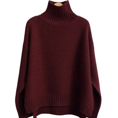 Krohn-e | Oversized Rollkragenpullover Gestricktes Polyester Komfort und Eleganz