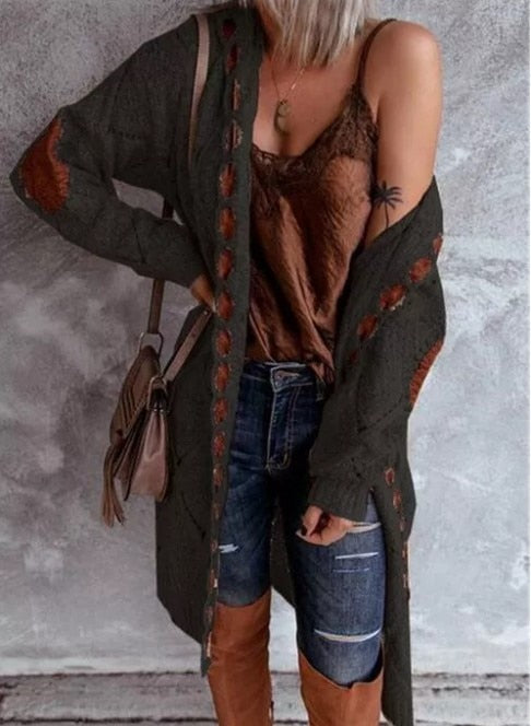 Krohn-e | Langarm-Cardigan mit Kapuze für Damen