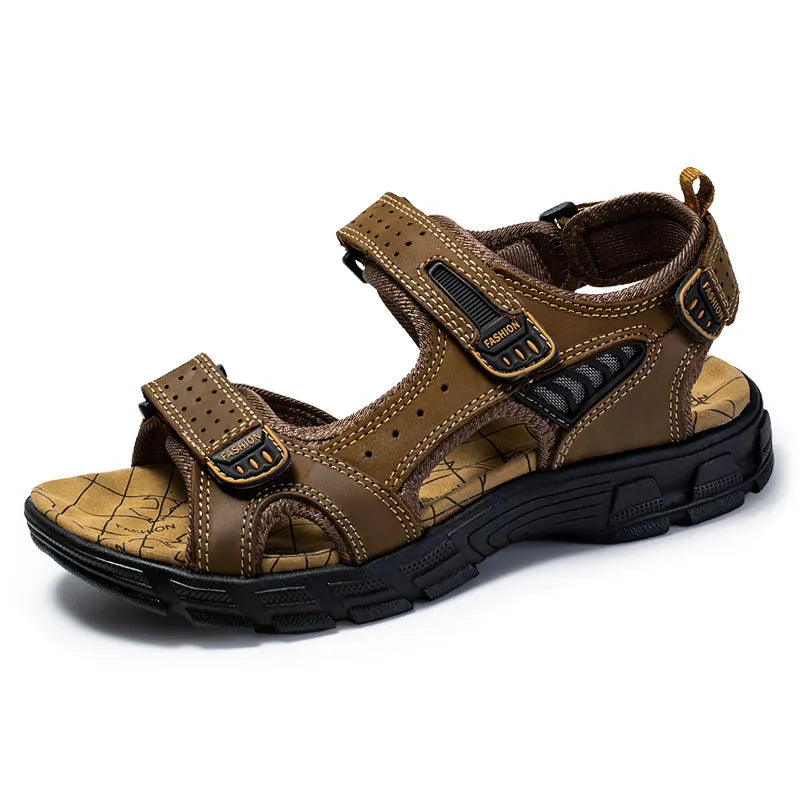 Herren-Ledersandalen mit verstellbarem Riemen für draußen
