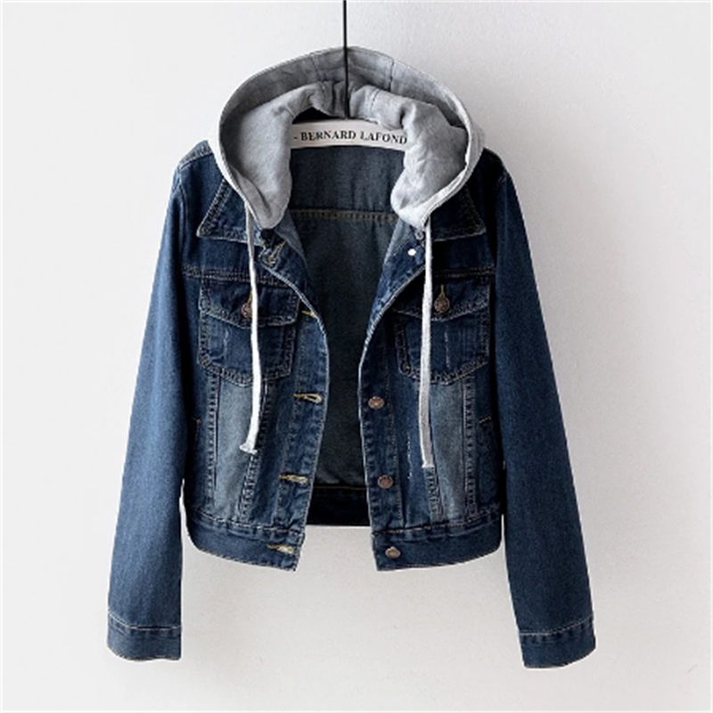 Krohn-e | Denimjacke für Frauen Lässiger Look für Den Herbst Abnehmbare Kapuze