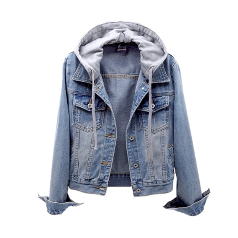 Krohn-e | Denimjacke für Frauen Lässiger Look für Den Herbst Abnehmbare Kapuze