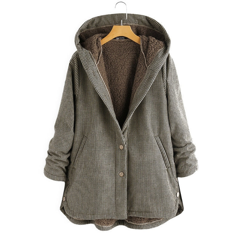 Krohn-e | kapuzenmantel - damen oversized fleece-beschnittene jacke