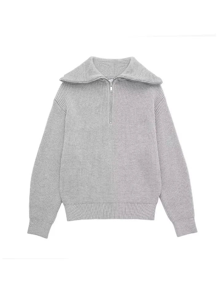 Krohn-e | Retro Halbzip Gestreifter Pullover
