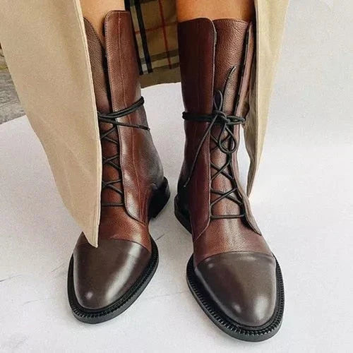 Krohn-e | Klassische Vintage-Stiefel mit Absatz für Damen Hochwertig, Stylisch, Warm & Bequem