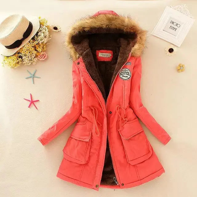 Krohn-e | Gefütterte Winterjacke mit Verstellbarem Bund und Kapuze für Frauen