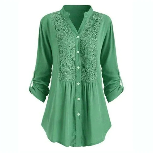 Modische Damenbluse mit langen Puffärmeln von Hailei