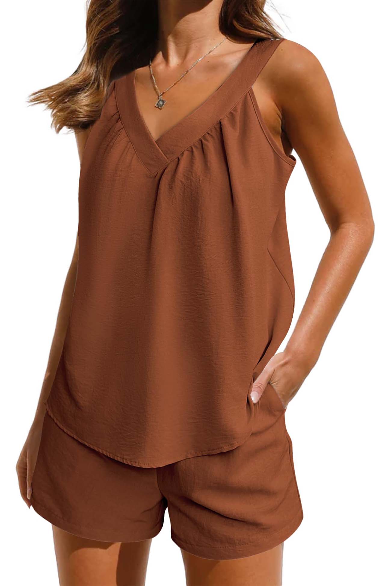 Fudus Damen Halterneck Top und Shorts Set