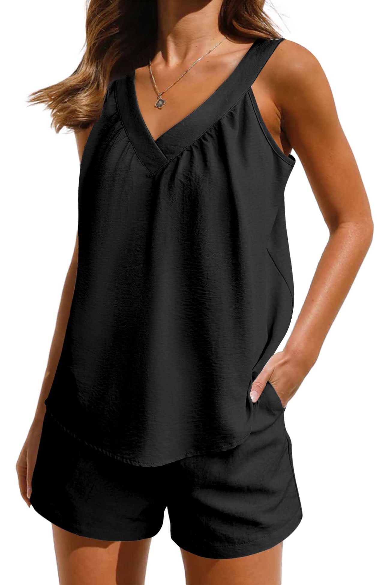 Fudus Damen Halterneck Top und Shorts Set